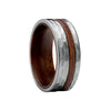 Silver tungsten ring and walnut wood-Rustic Tac-view 45